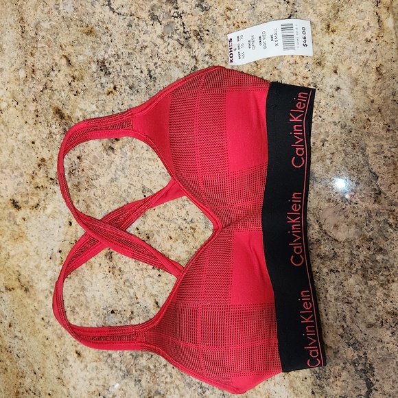 Calvin Klein PLAID Red & Black Printed Bra. NEW. Lightly Lined - Picture 11 of 12